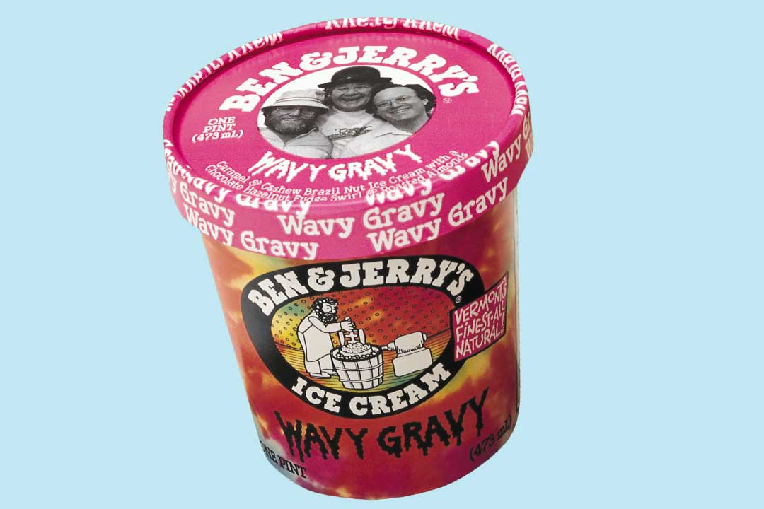 บรรจุภัณฑ์ถ้วยไอศกรีมเก่าของ Wavy Gravy